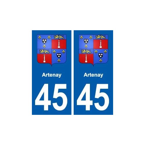 45 Artenay blason ville autocollant plaque stickers