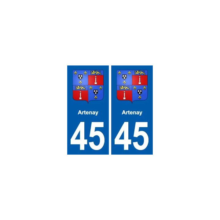 45 Artenay blason ville autocollant plaque stickers