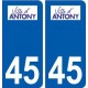 45 Artenay logo ville autocollant plaque stickers