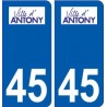 45 Artenay logo ville autocollant plaque stickers