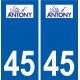 45 Artenay logo ville autocollant plaque stickers