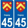 45  Cepoy blason ville autocollant plaque stickers