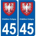 45  Châtillon-Coligny blason ville autocollant plaque stickers