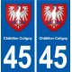 45  Châtillon-Coligny blason ville autocollant plaque stickers