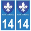 14 Condé-sur-Noireau ville autocollant plaque