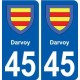 45  Darvoy blason ville autocollant plaque stickers