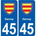 45  Darvoy blason ville autocollant plaque stickers