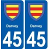 45  Darvoy blason ville autocollant plaque stickers
