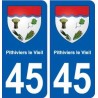 45 Pithiviers-le-Vieil blason ville autocollant plaque stickers