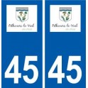 45 Pithiviers-le-Vieil logo ville autocollant plaque stickers