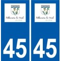 45 Pithiviers-le-Vieil logo ville autocollant plaque stickers