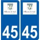 45 Pithiviers-le-Vieil logo ville autocollant plaque stickers