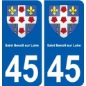 45 Saint-Benoà®t-sur-Loire blason ville autocollant plaque stickers