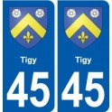 45 Tigy blason ville autocollant plaque stickers