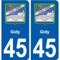 45 Gidy coat of arms, city sticker, plate sticker