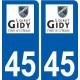 45 Gidy logo ville autocollant plaque stickers