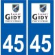 45 Gidy logo ville autocollant plaque stickers