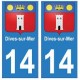 14 Dives-sur-Mer ville autocollant plaque