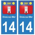 14 Dives-sur-Mer ville autocollant plaque
