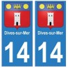 14 Dives-sur-Mer ville autocollant plaque