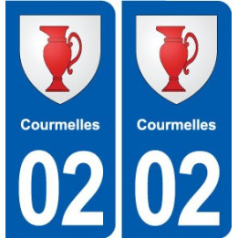 02 Courmelles blason ville autocollant plaque sticker