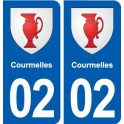 02 Courmelles blason ville autocollant plaque sticker