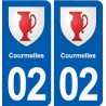 02 Courmelles blason ville autocollant plaque sticker