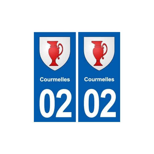 02 Courmelles blason ville autocollant plaque sticker