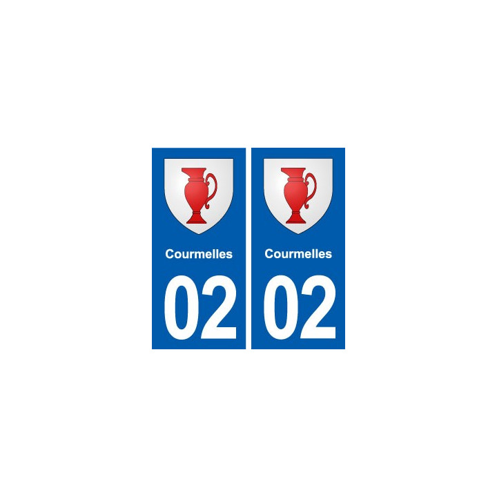 02 Courmelles blason ville autocollant plaque sticker