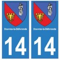 14 Douvres-la-Délivrande ville autocollant plaque