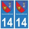 14 Douvres-la-Délivrande ville autocollant plaque