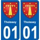 01 Thoissey blason ville autocollant plaque sticker