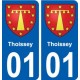 01 Thoissey blason ville autocollant plaque sticker