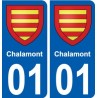 01 Chalamont blason ville autocollant plaque sticker