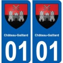 01 Château-Gaillard blason ville autocollant plaque sticker