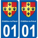 01 Châtillon-la-Palud blason ville autocollant plaque sticker