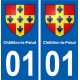 01 Châtillon-la-Palud blason ville autocollant plaque sticker