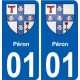 01 Péron blason ville autocollant plaque sticker