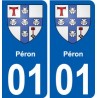 01 Péron blason ville autocollant plaque sticker