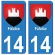 14 Falaise ville autocollant plaque