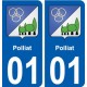 01 Polliat blason ville autocollant plaque sticker