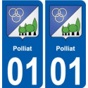 01 Polliat blason ville autocollant plaque sticker