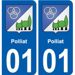 01 Polliat blason ville autocollant plaque sticker