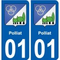01 Polliat blason ville autocollant plaque sticker