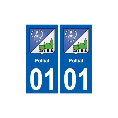01 Polliat blason ville autocollant plaque sticker