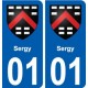 01 Sergy blason ville autocollant plaque sticker