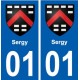 01 Sergy blason ville autocollant plaque sticker