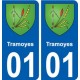 01 Tramoyes blason ville autocollant plaque sticker