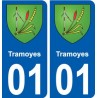 01 Tramoyes blason ville autocollant plaque sticker