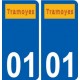 01 Tramoyes logo ville autocollant plaque sticker